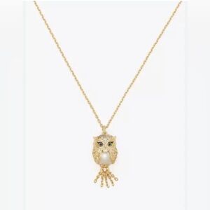 Kate Spade Hoot Owl‎ Pendant Necklace Cream Gold NWT